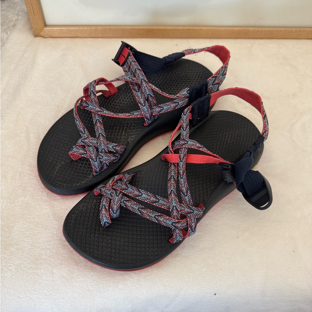 Chaco Navy and Red Strappy Sandals